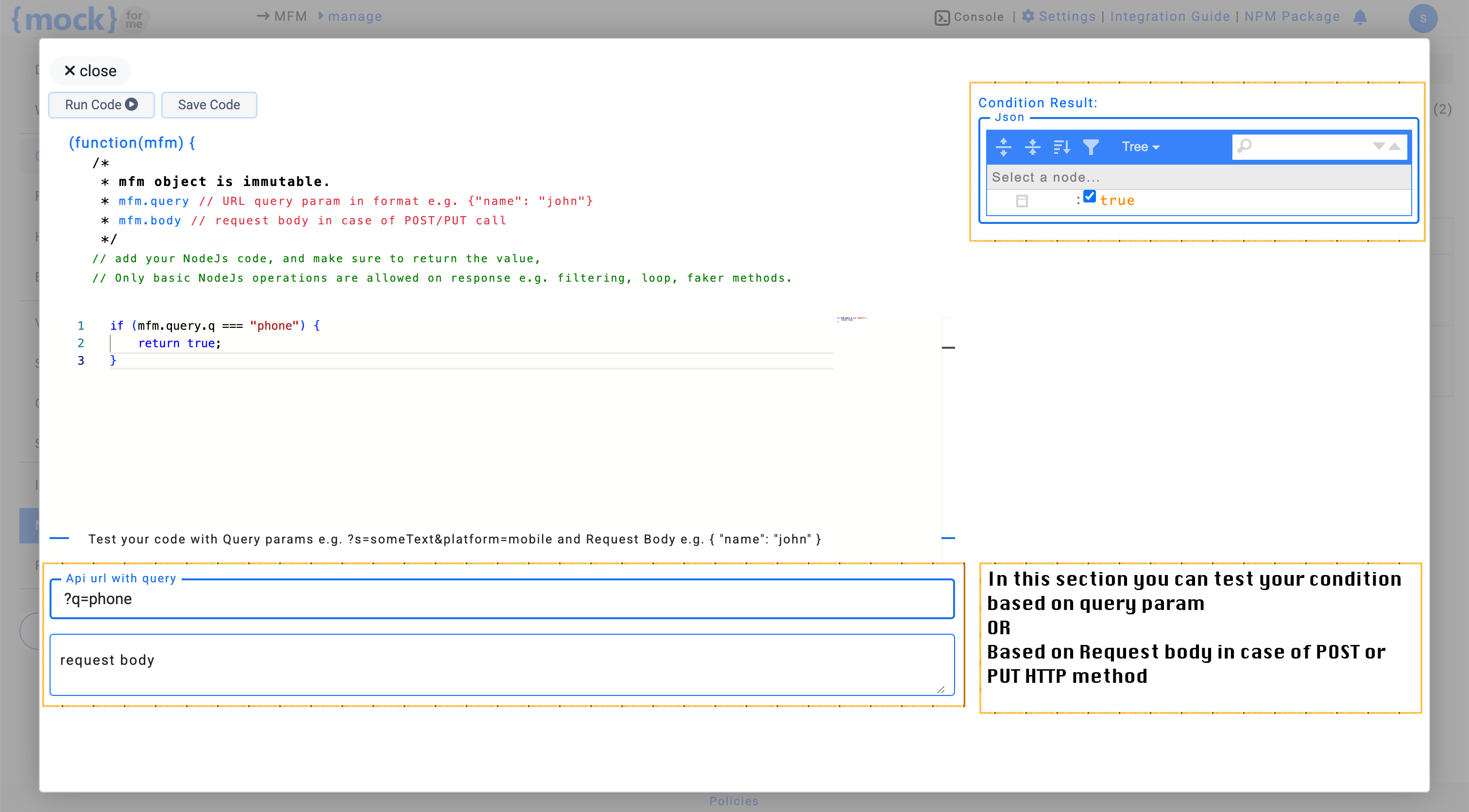 Add condition for mock API response – mockforme