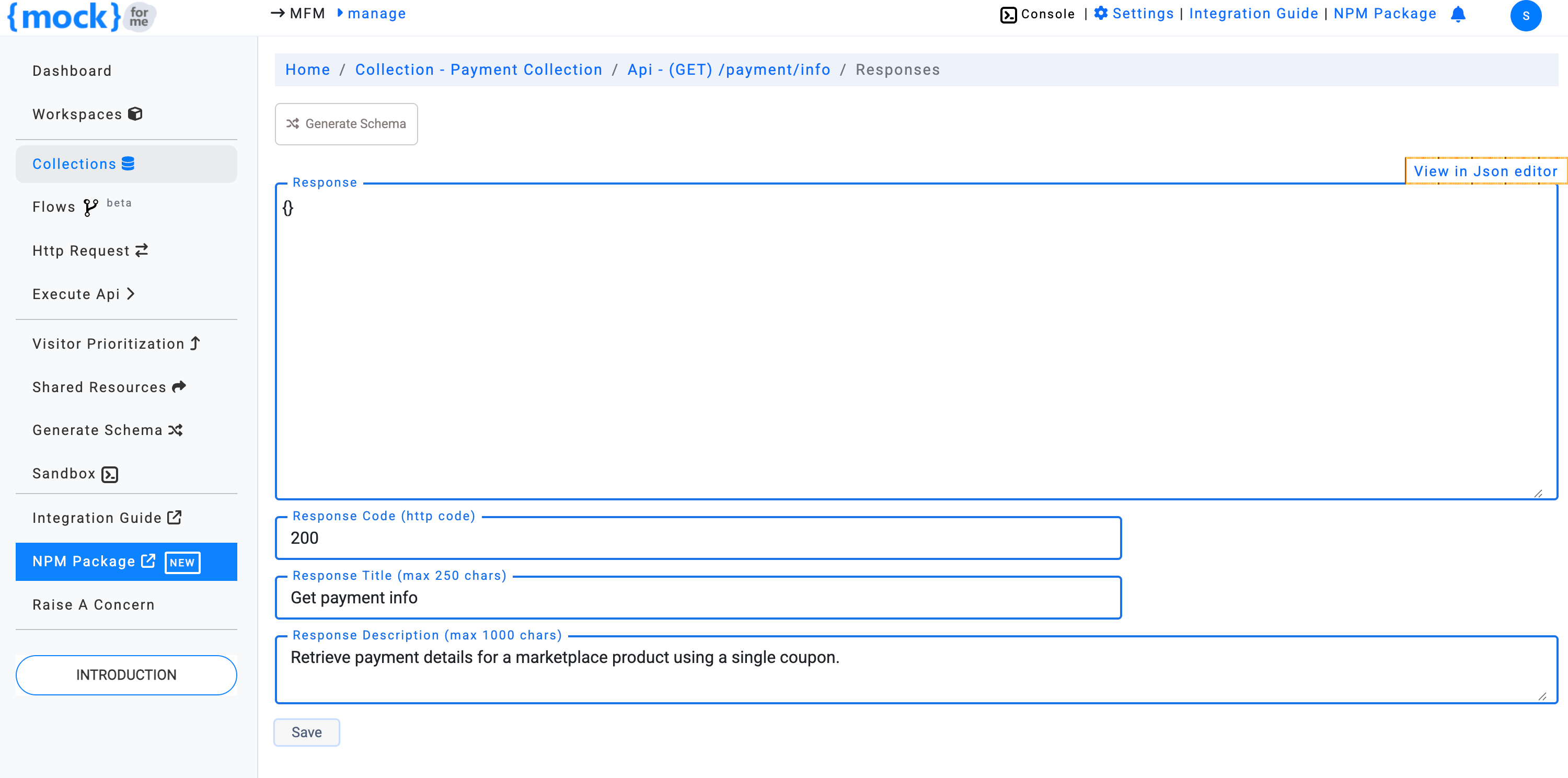 JSON Editor link for API response – mockforme