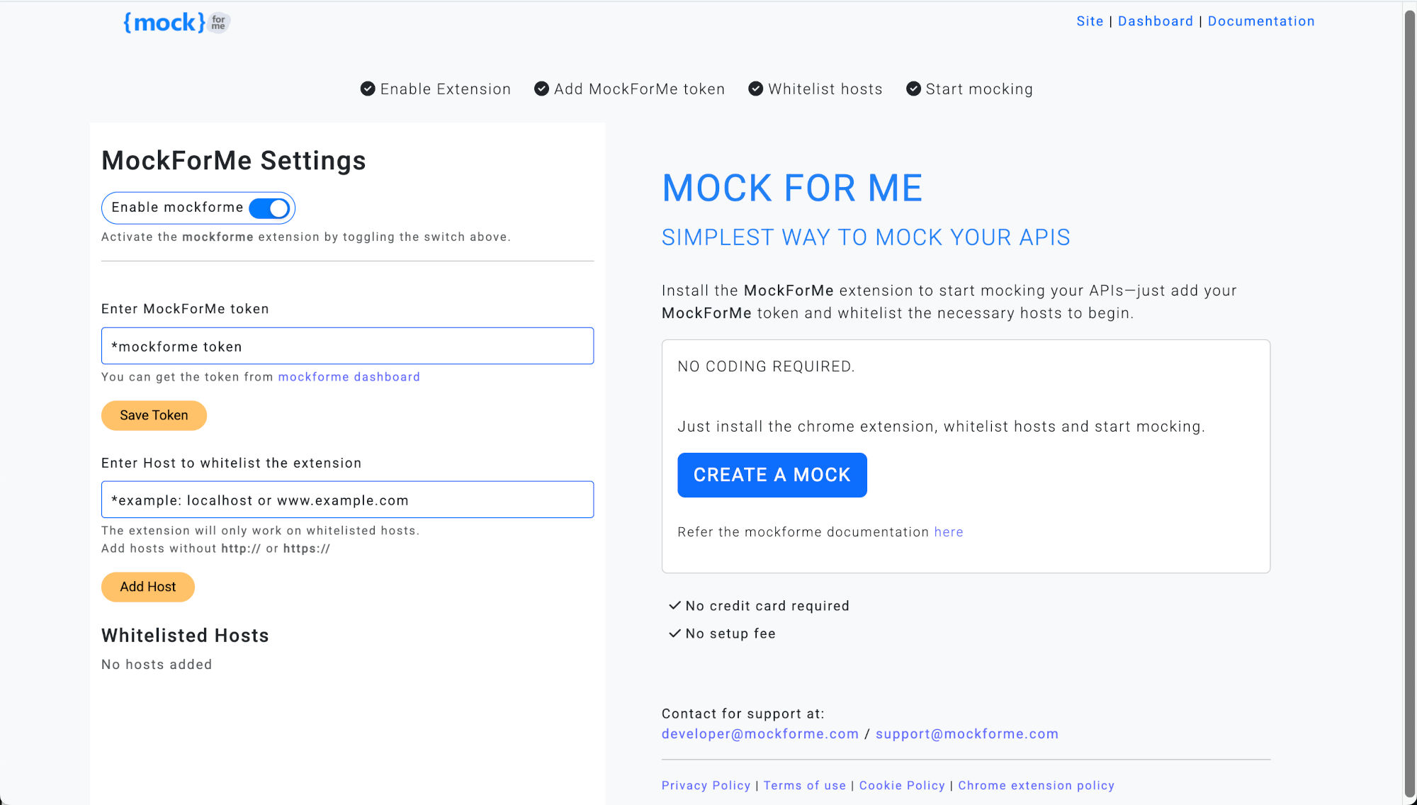 Chrome extension settings - mockforme