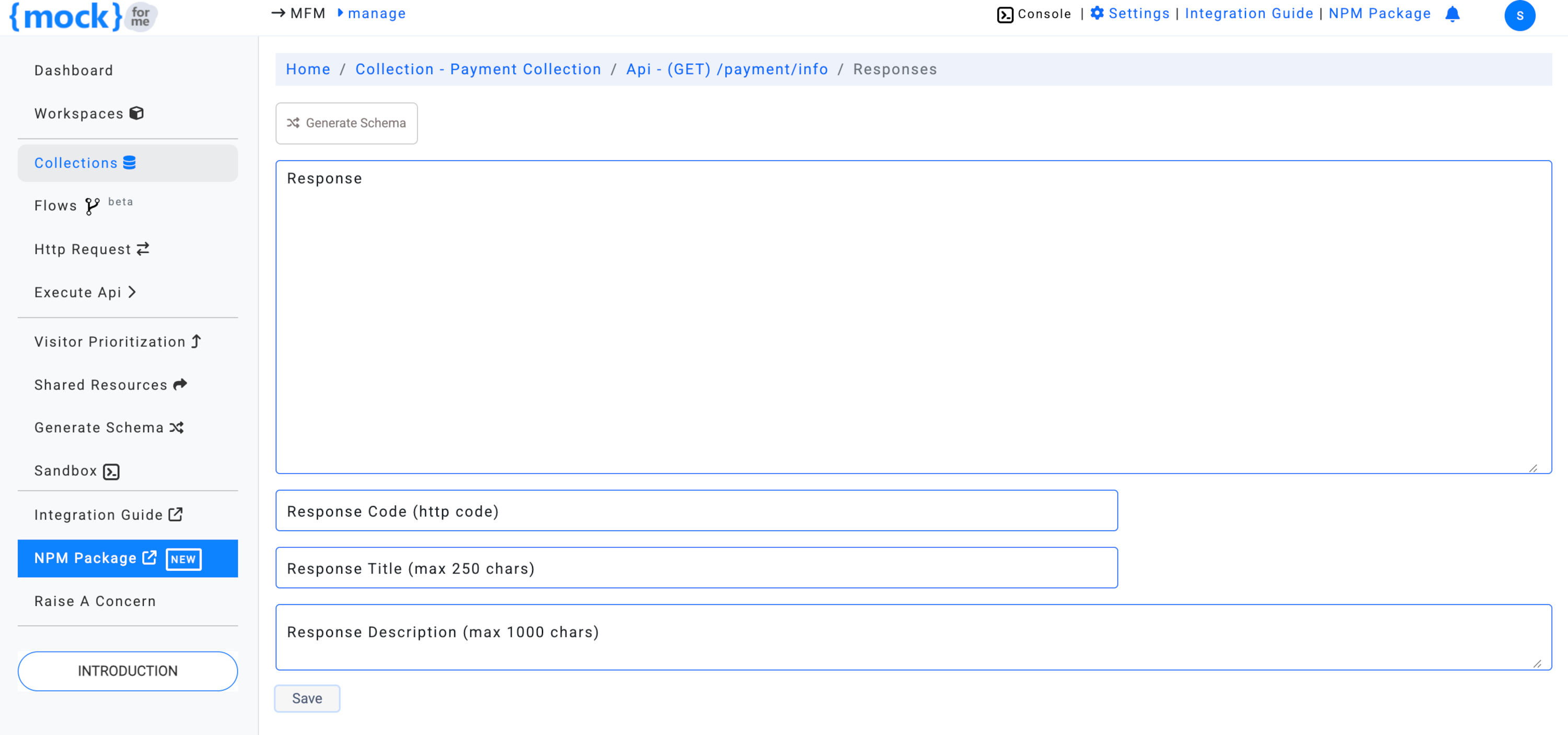 Create new API response in mockforme
