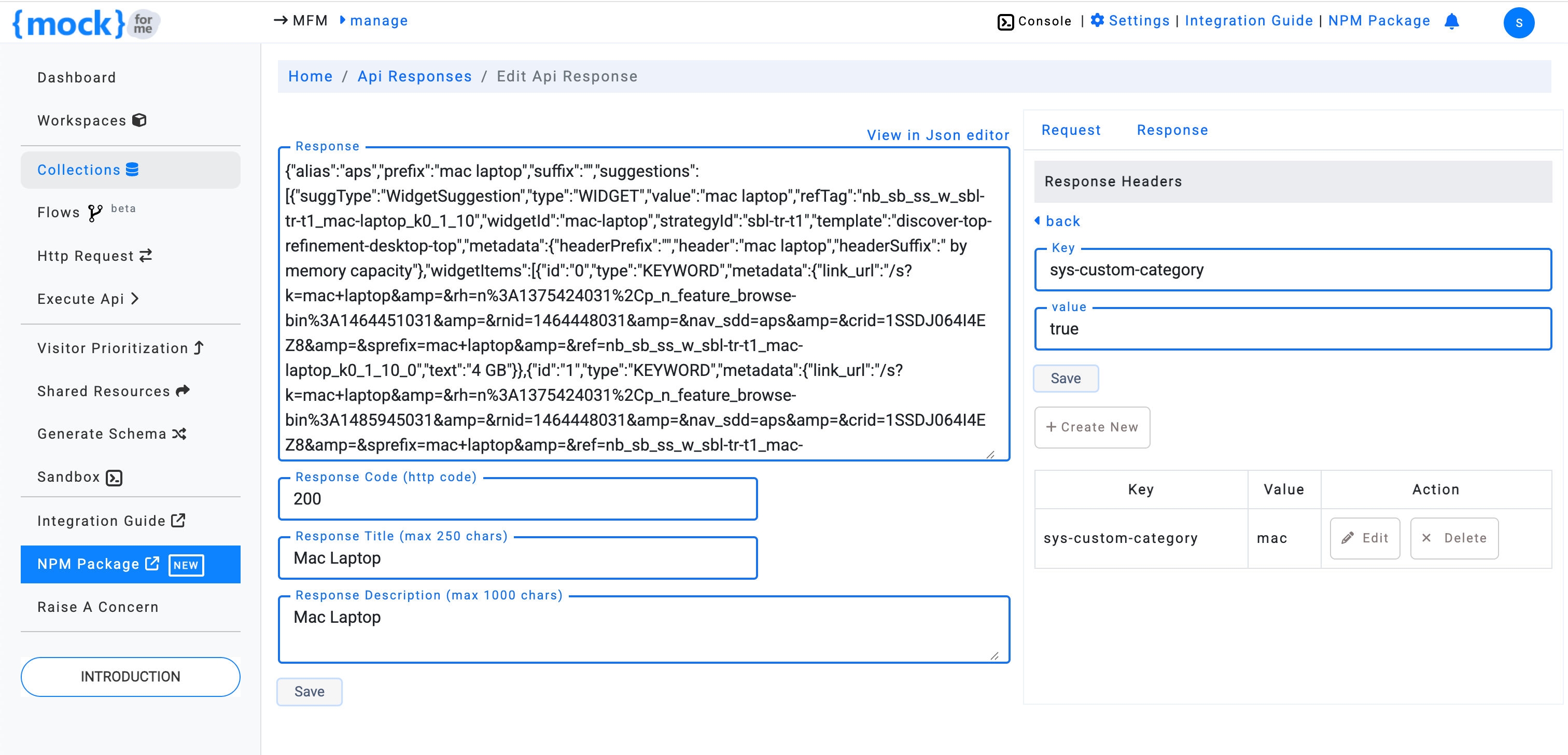 Saved custom response headers – mockforme