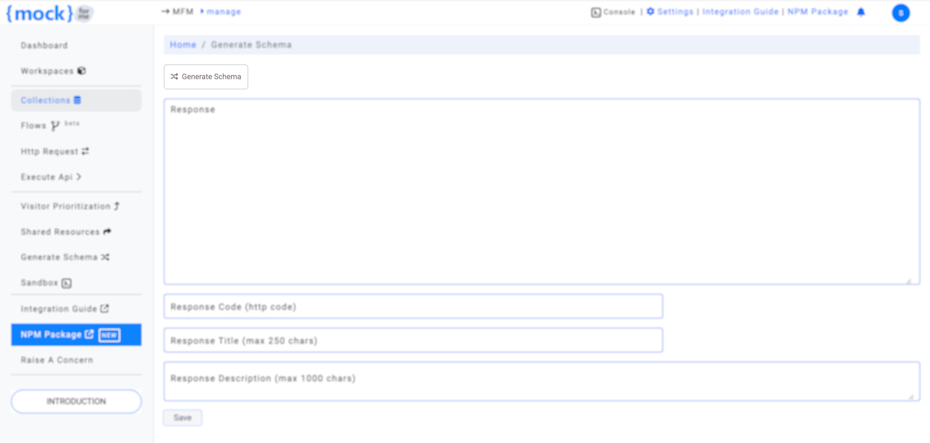 Generate Schema Button in mockforme