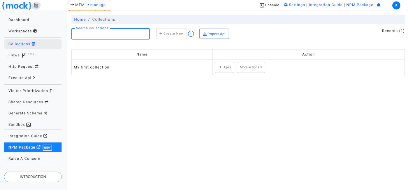 Access selected workspace collections in mockforme