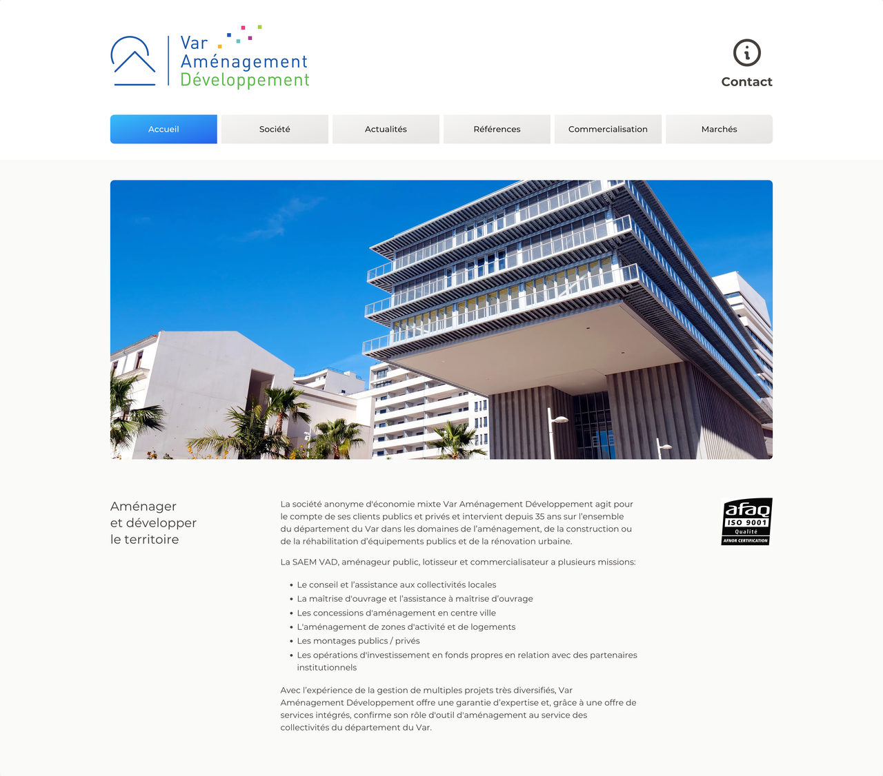 Capture d'écran du site https://www.var-amenagement-developpement.fr/