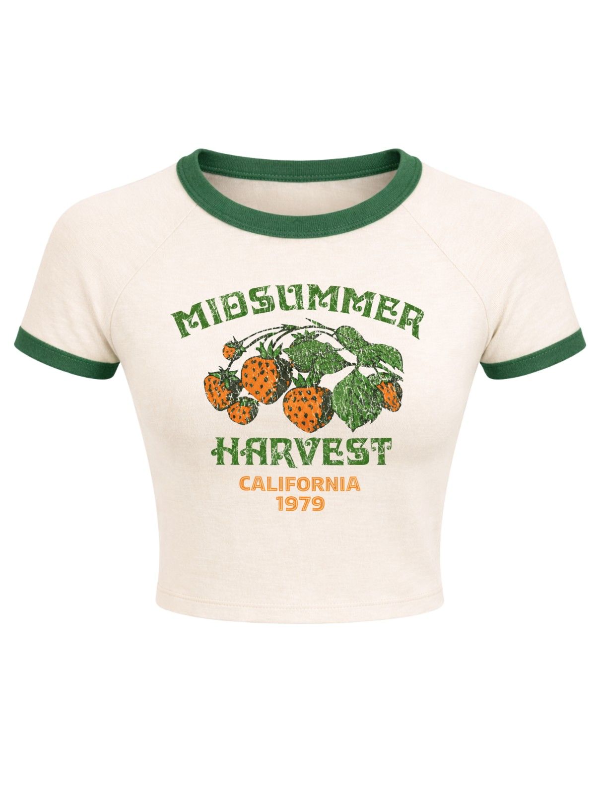 Vintage Strawberry Ringer Crop Top