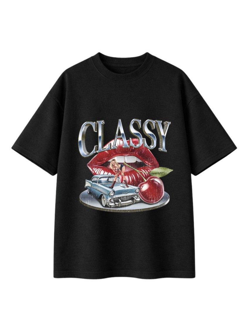 ​Chrome & Cherries Retro Noir T-shirt