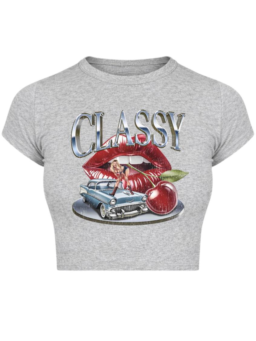 Chrome & Cherries Crop Top