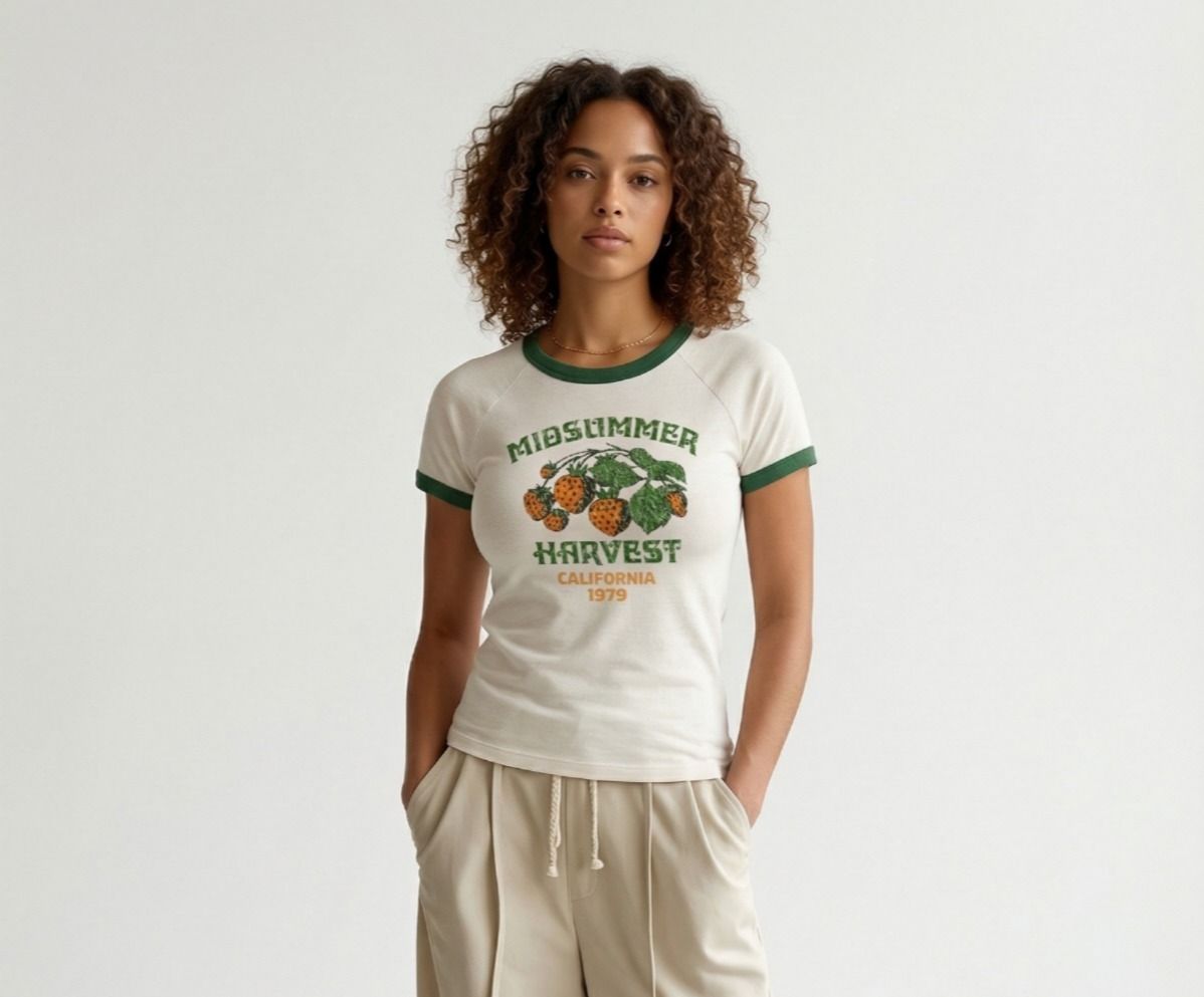 Vintage Strawberry Ringer Crop Top