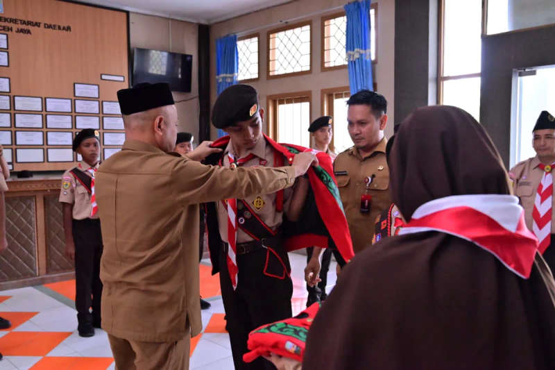 Bupati Safwandi Lepas Kontingen Pramuka Aceh Jaya ke Jambore Nasional XII 2026