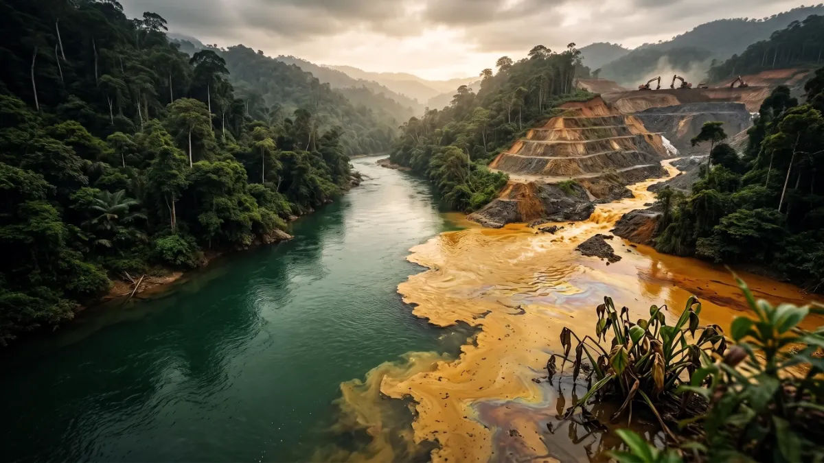 Aliran sungai di kawasan Aceh Jaya yang mengalami pendangkalan dan kekeruhan parah akibat aktivitas pengerukan hulu secara ilegal. *ilustrasi