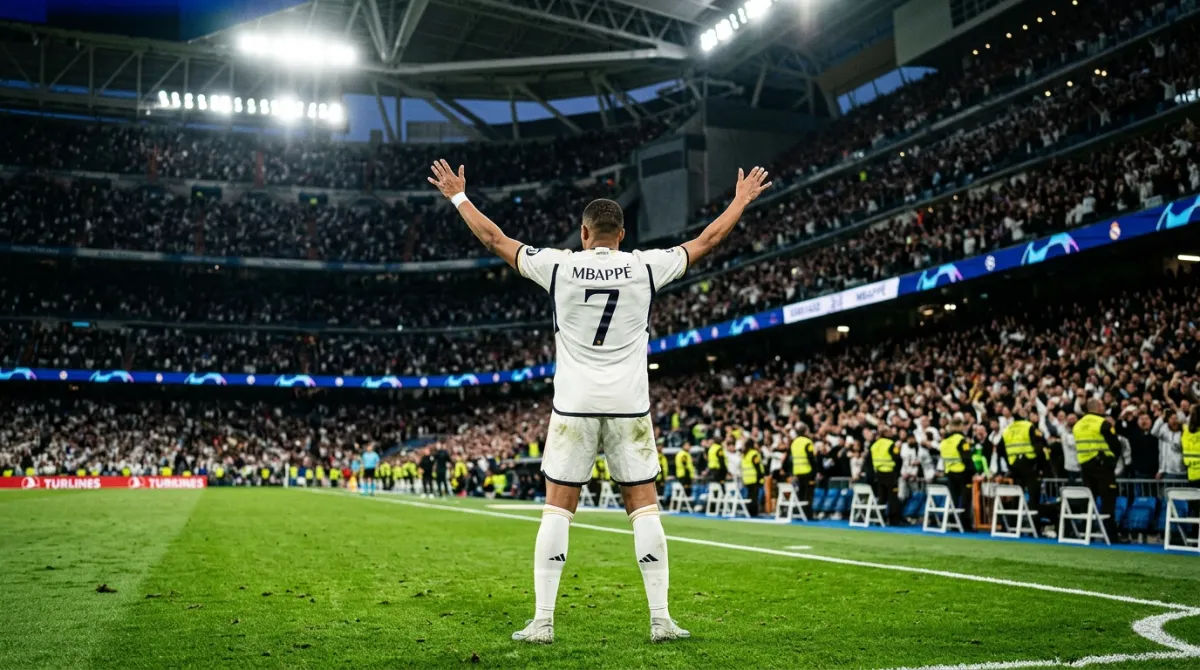 Aksi selebrasi penyerang Real Madrid setelah membobol gawang Real Sociedad dalam laga tunda pekan pertama La Liga di Stadion Santiago Bernabeu.