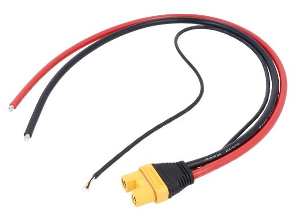 XT60-F AMASS - Plug, DC supply; XT60; female; PIN: 2; for cable;  soldering; yellow