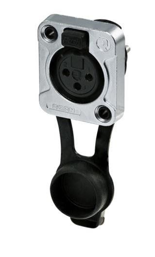 Neutrik - 3 pole male XLR receptacle with D-Size Flange, solder cups and IP65 protection 