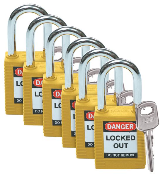 SFTY PADLOCK STEEL 38MM SHA YELLOW 6/PAC electronic component of Brady