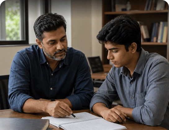 Mentor guiding a student