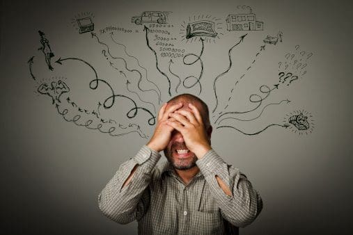 stress awareness, anxiety, confused man, man, drawing,