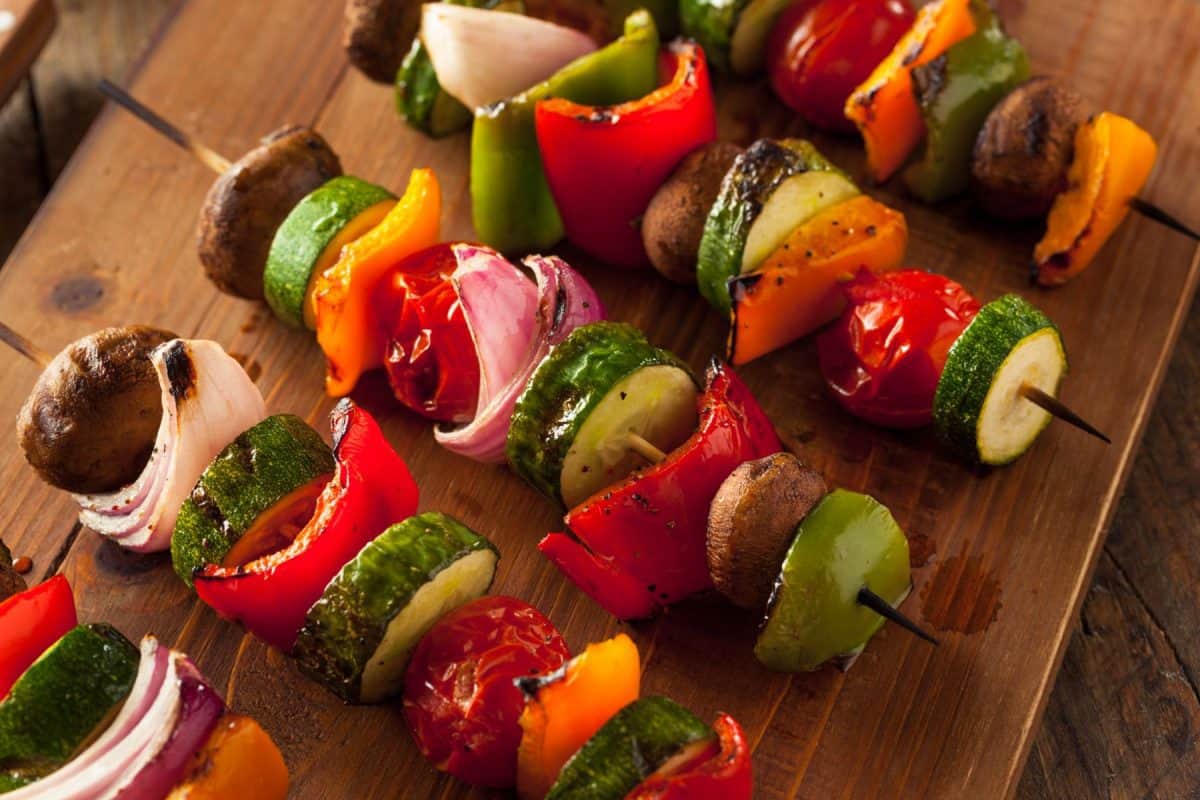 skewers, grilled vegetables, vegetable shish kabobs