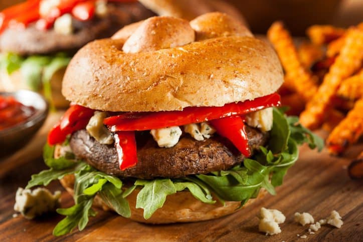 mushrooms, veggie burger, mushroom month