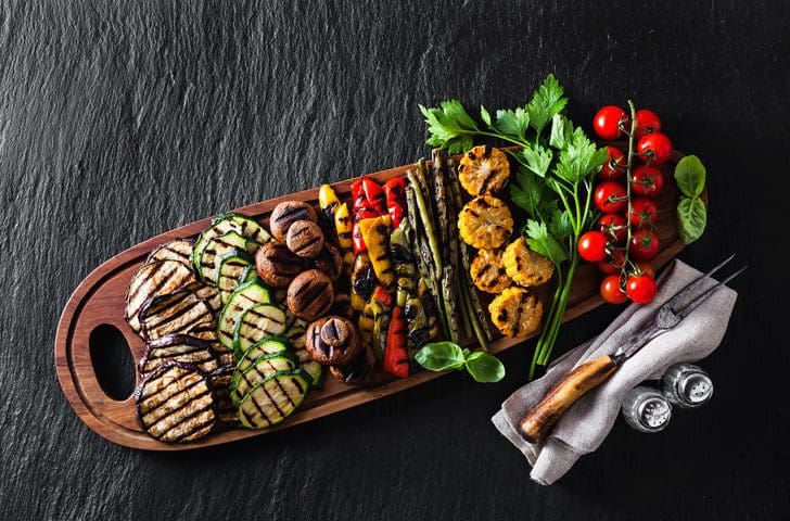 healthy summer food. a wide variety of sliced Grilled Veggies. The perfect garnish for a big bbq party or a celebration , weekend