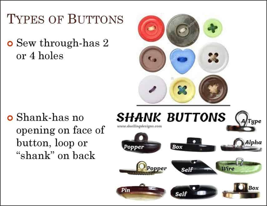 How to Sew a Button - Types of Buttons