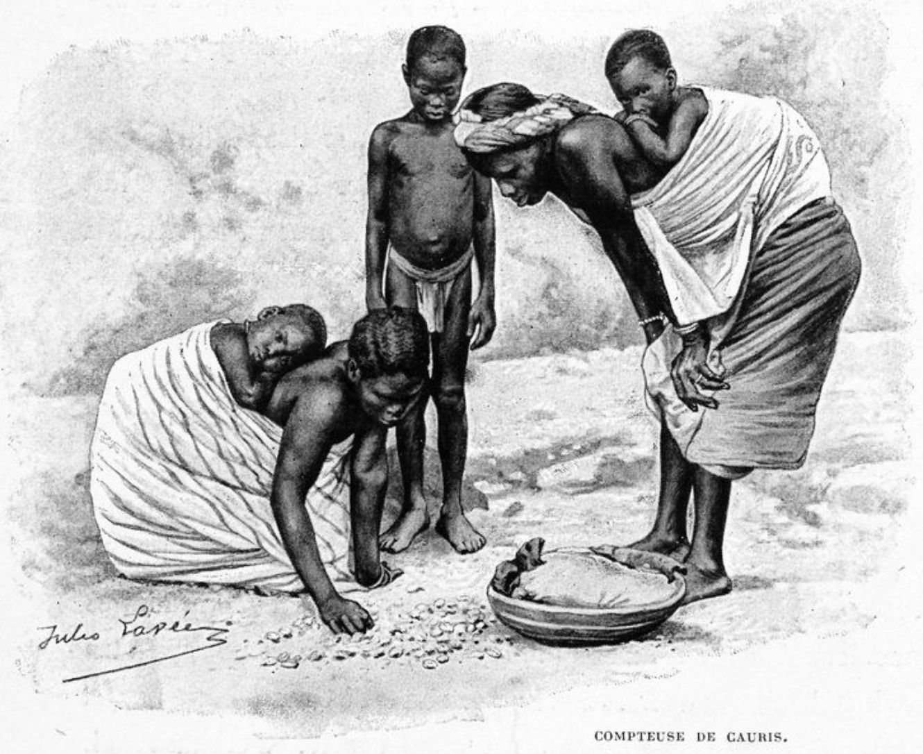 Counting Cowries 1895 | Image: The New York Public Library Digital Collections.
