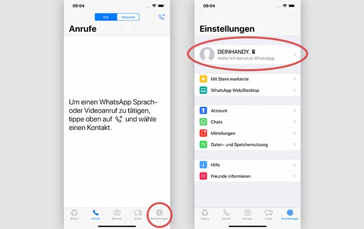 Screenshot WhatsApp Prifilbild ändern iOS