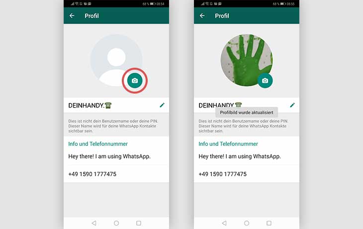 Screenshot WhatsApp Profilbild ändern Android