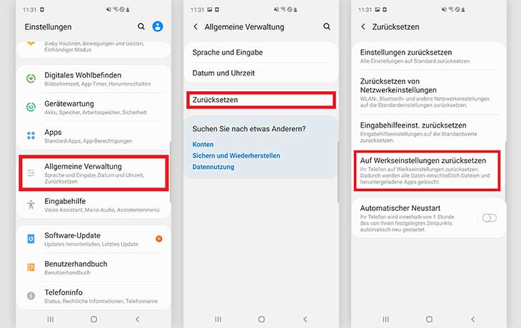 Anleitung Android-Handy zurücksetzen