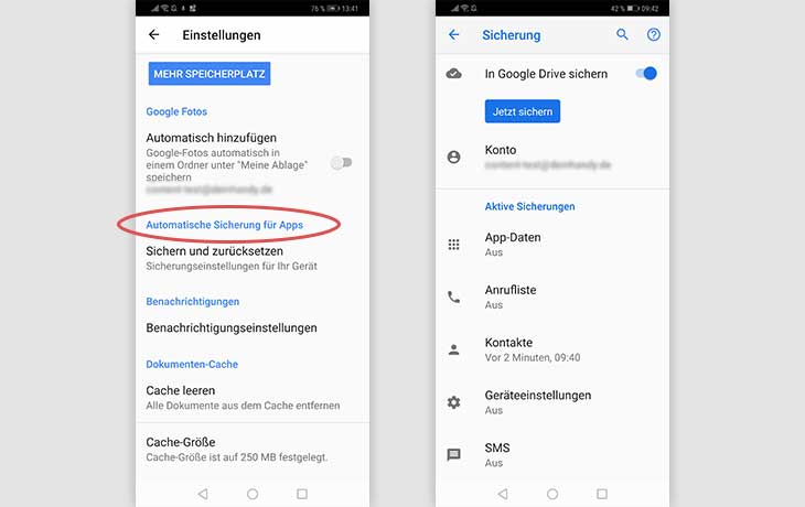 Google Backup für Android