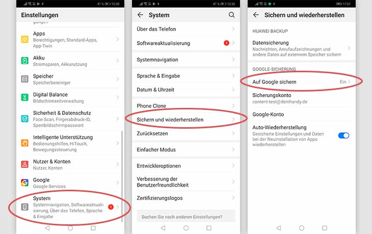 Android-Handy sichern Huawei-Backup