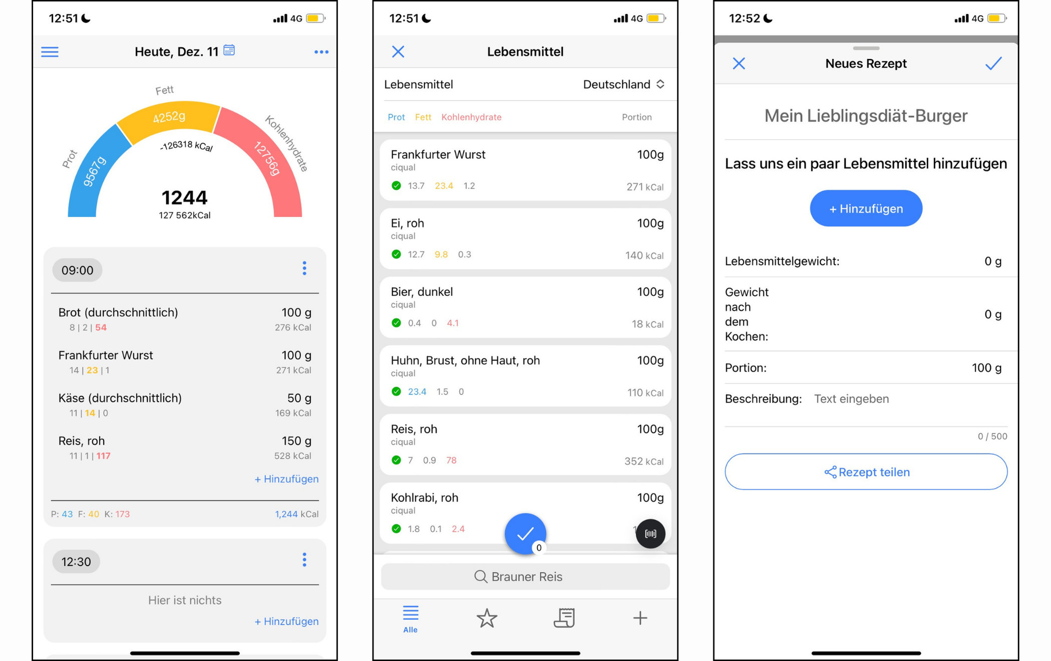 Kalorienzähler-Apps Screenshot