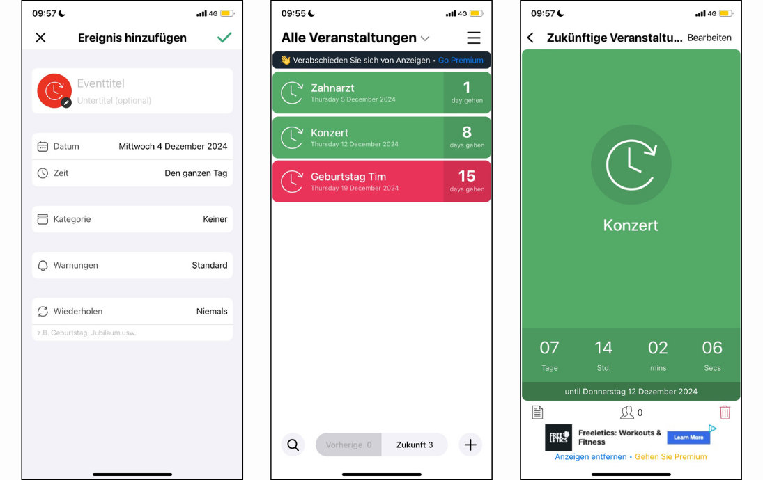 Countdown-Apps: Screenshots