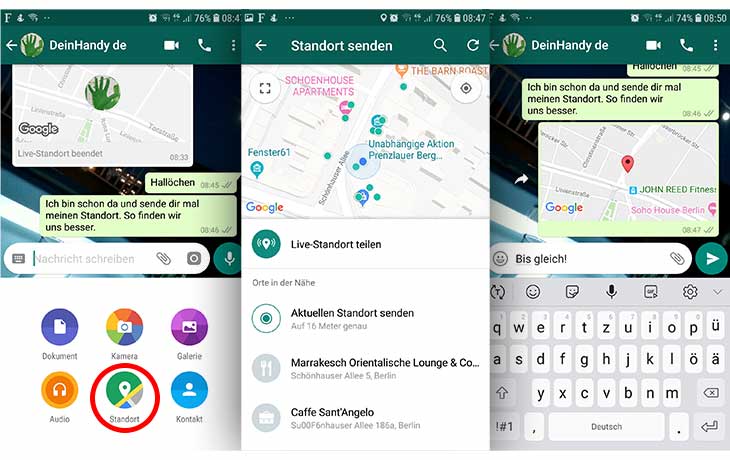 whatsapp Standort teilen Android