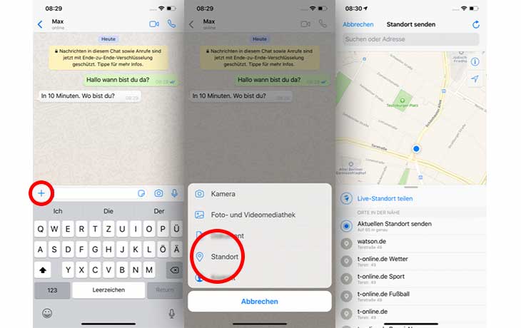 whatsapp standort senden