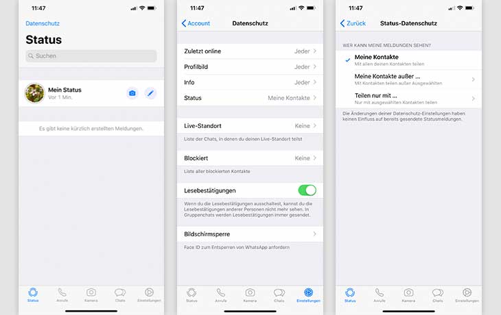 WhatsApp Status verbergen iOS
