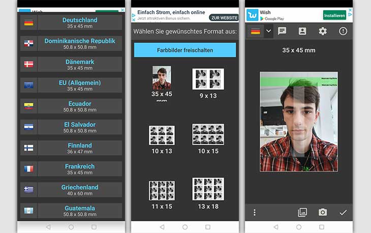 Passbild Screenshots