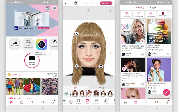 Frisuren-App: Screenshot YouCam Makeup