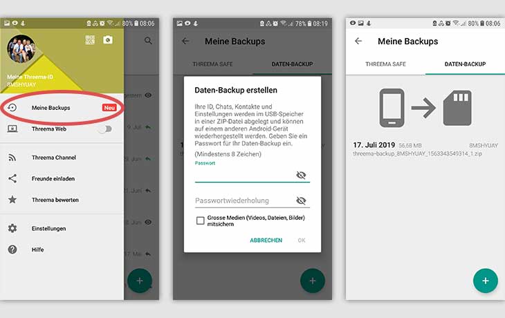 Threema Backup wiederherstellen