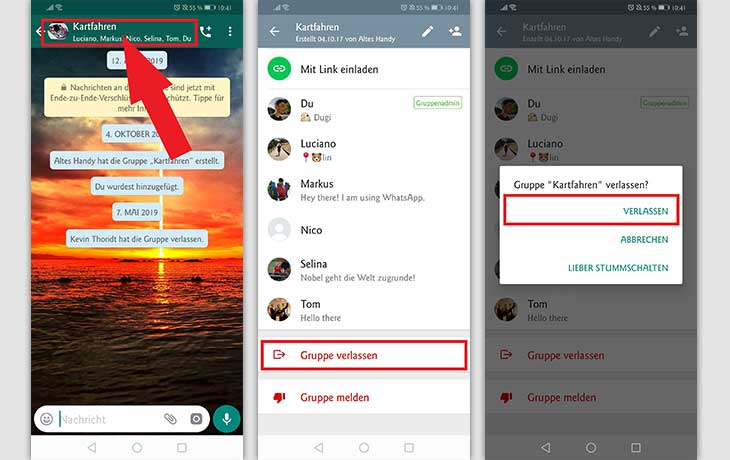 WhatsApp-Gruppe verlassen Anleitung