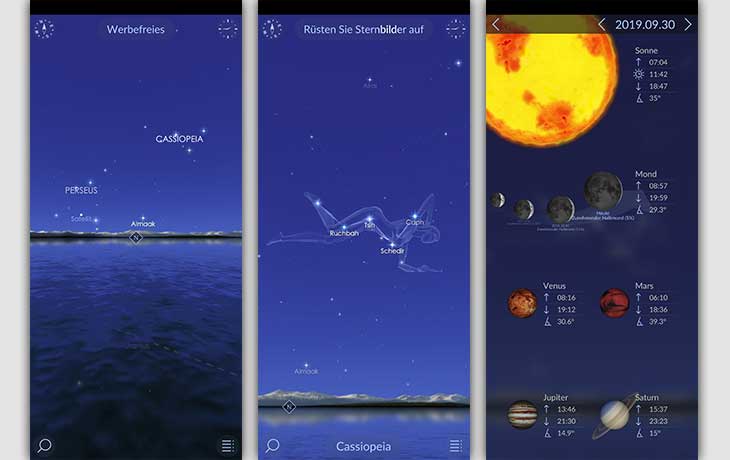 Sternenhimmel-App: Screenshots Star Walk 2