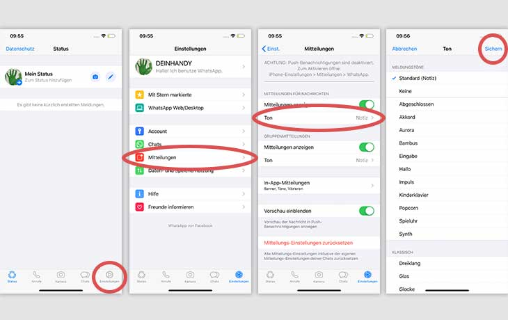 WhatsApp Benachrichtigungston ändern iOS Gruppen Screenshots