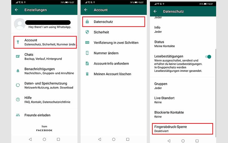 WhatsApp Fingerabdruck-Sperre aktivieren Anleitung