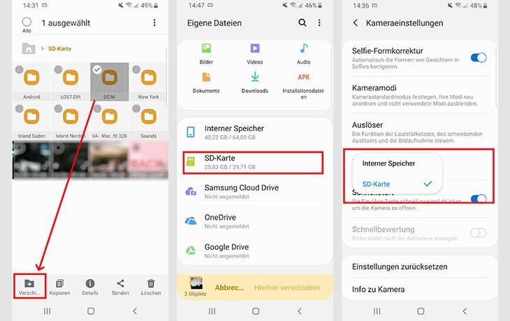 Wie bekomme ich Bilder vom Samsung Handy auf die Speicherkarte?