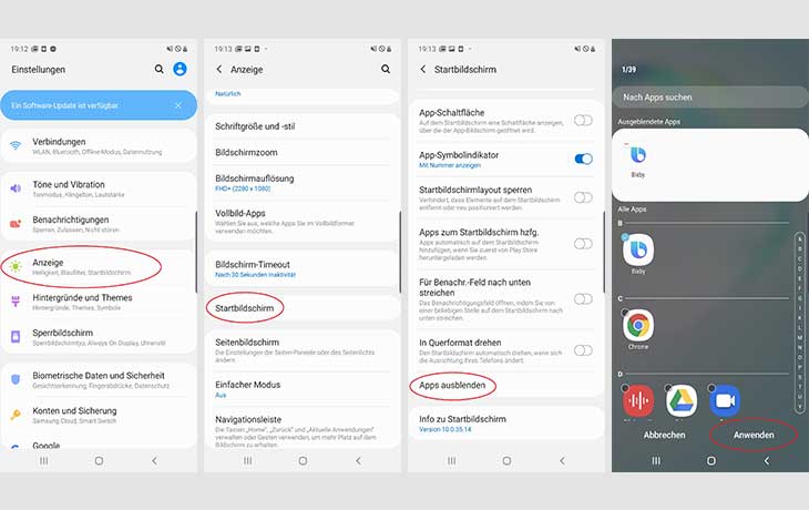 Ausblenden Apps Samsung