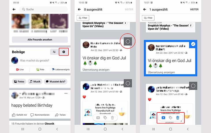 FB mehrere Beiträge löschen