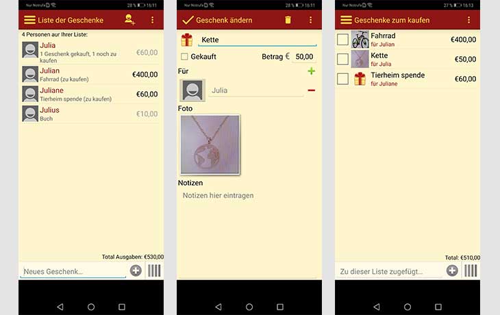 Geburtstags-Apps Liste der Geschenke Geburtstags-Apps Liste der Geschenke