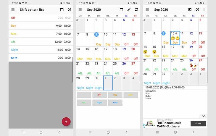 Dienstplan-App Calendar