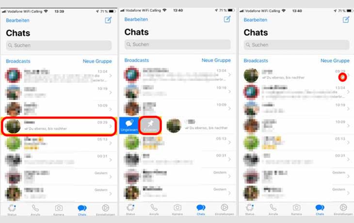 iPhone WhatsApp Chat fixieren