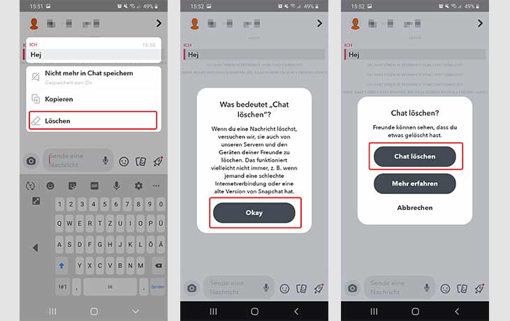 Snapchat Chat löschen
