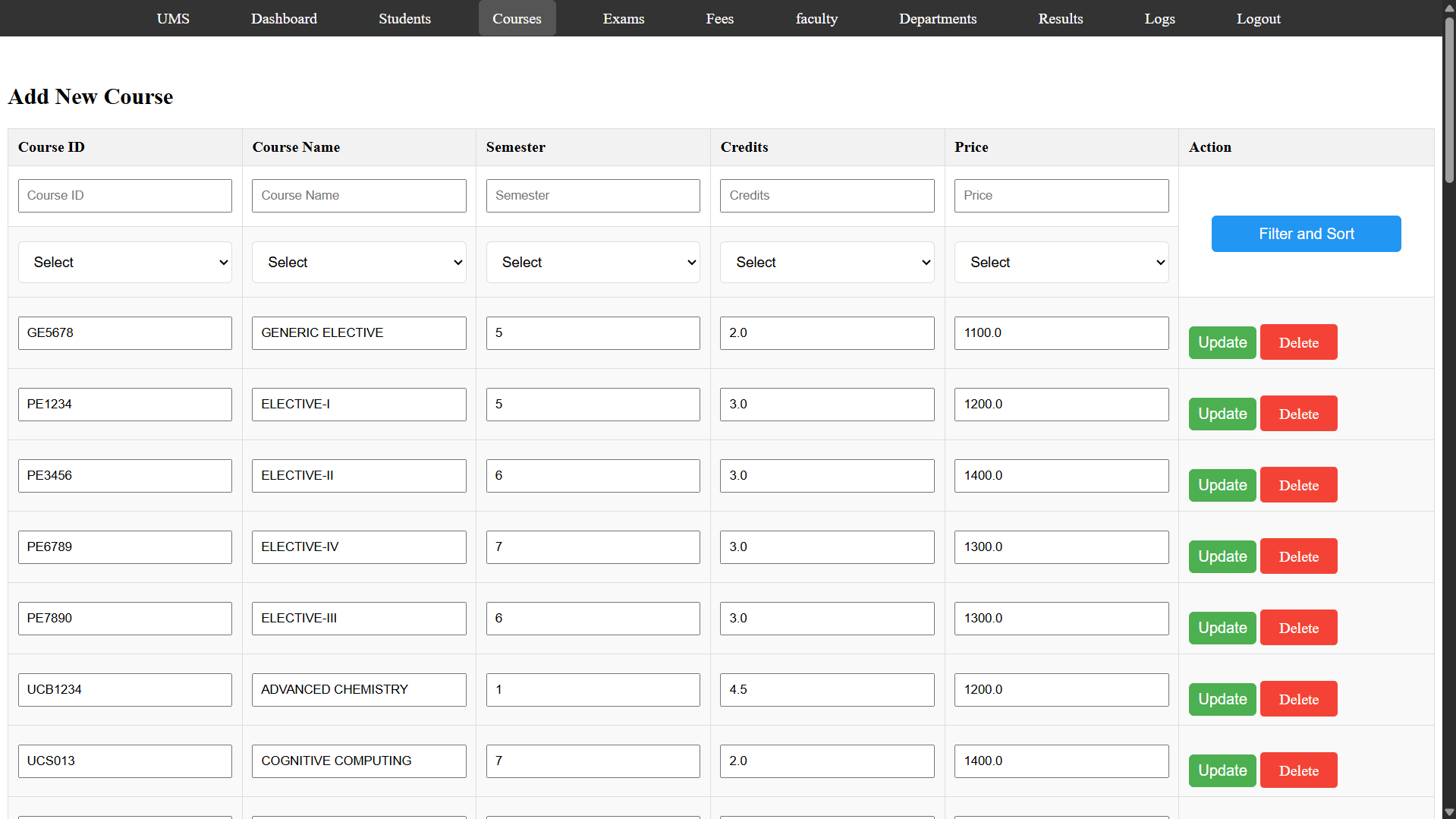 Manage Courses